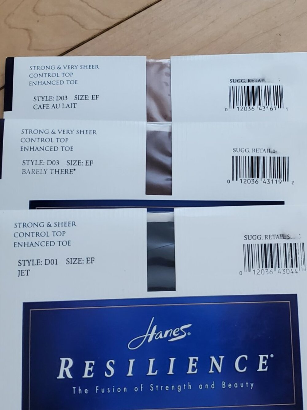 3 HANES Resilience Strong Sheer & Very Sheer Control Top Enhanced Toe Pantyhose